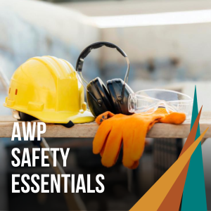 AWP Safety Essentials training course image – hard hat, gloves, and protective equipment for workplace safety in construction projects